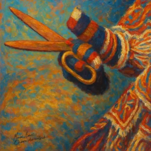 Detalle de mano de danzante de tijeras.