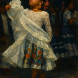 Niña lista para su baile de marinera norteña